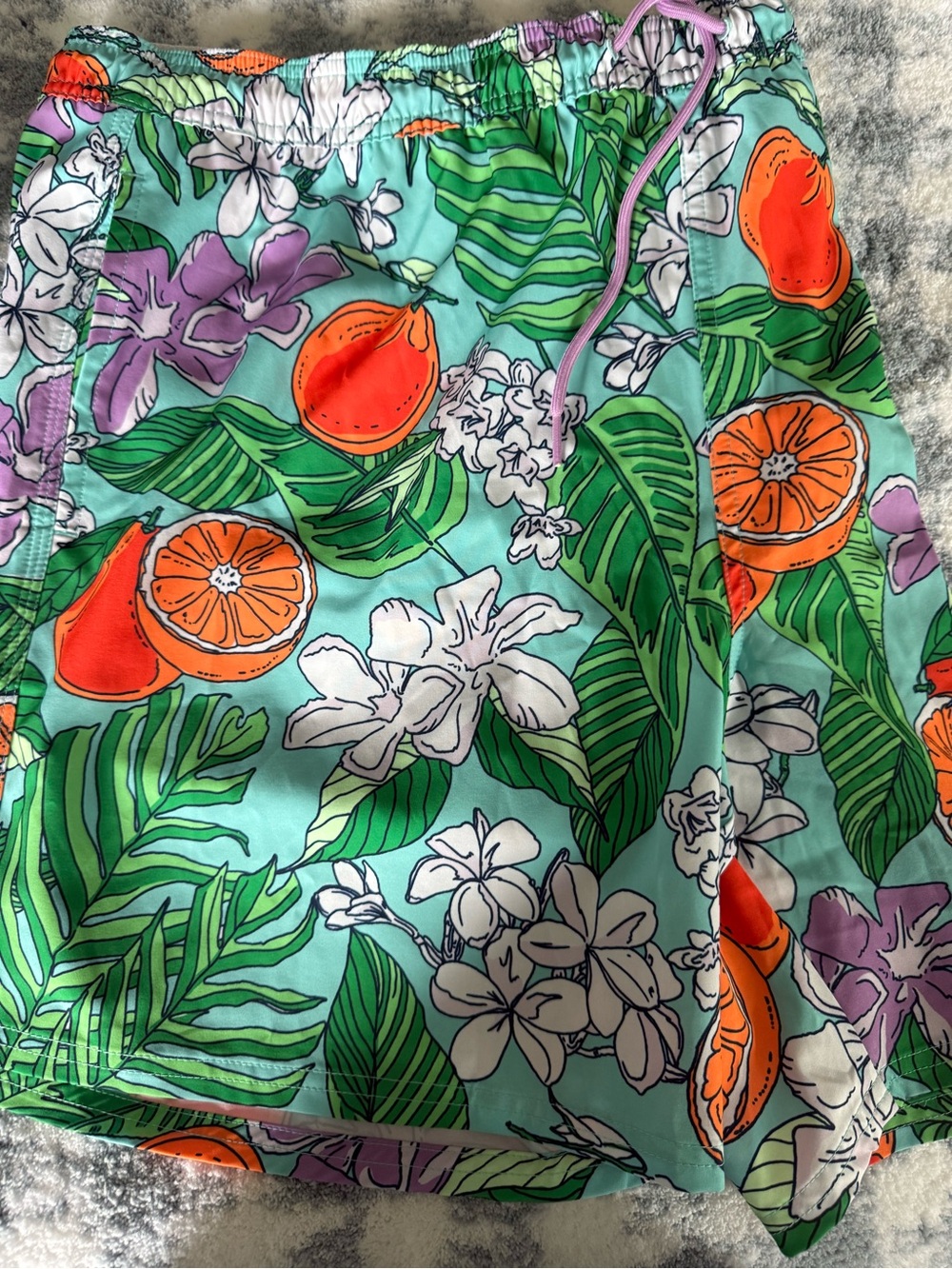 Vineyard Vines Tropical Fruit Print Swim Trunks - Aqua, Green, Orange, Purple